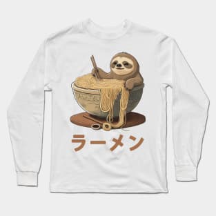 Cute Ramen Noodles Sloth - Vintage Style Design Long Sleeve T-Shirt